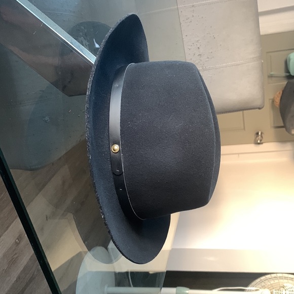 Floppy Brim Fedora, Wool Hat - Leather Band, $195.00. main image 4